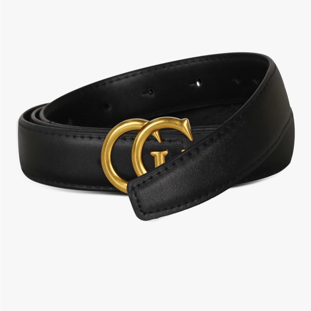 Fashion Leather Belt with Gold Buckle